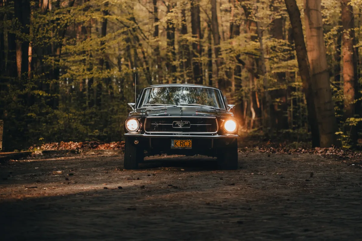 Ford Mustang during an automotive photo shoot